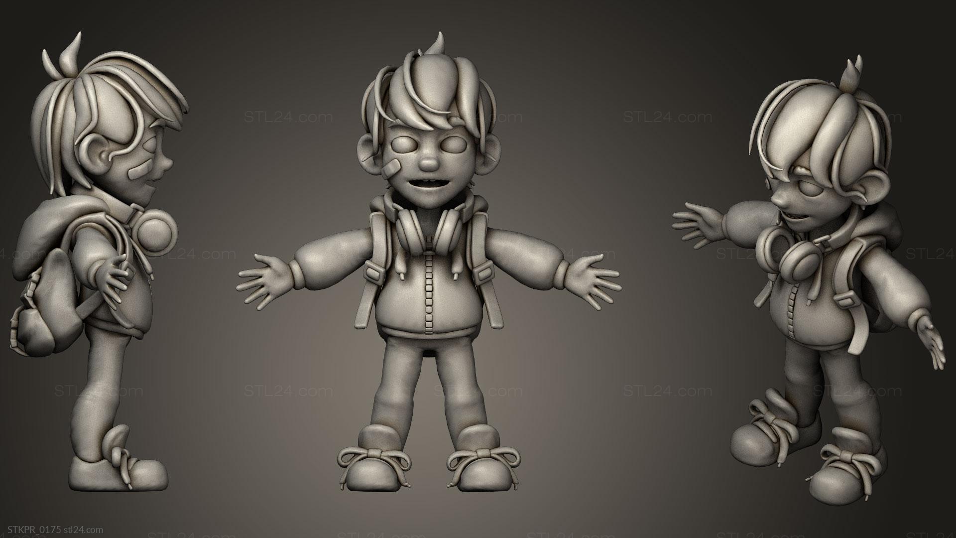 Figurines simple - Boy Character, STKPR_0175. 3D stl model for CNC